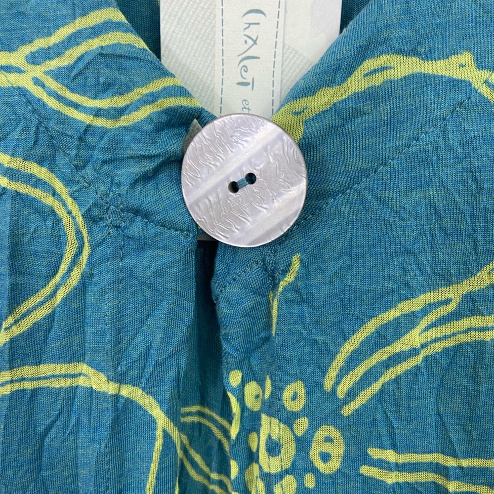 NEW Chalet et Cici Cardigan Tunic Top Floral XL Blue Green Lagenlook Pockets NWT - Picture 4 of 11